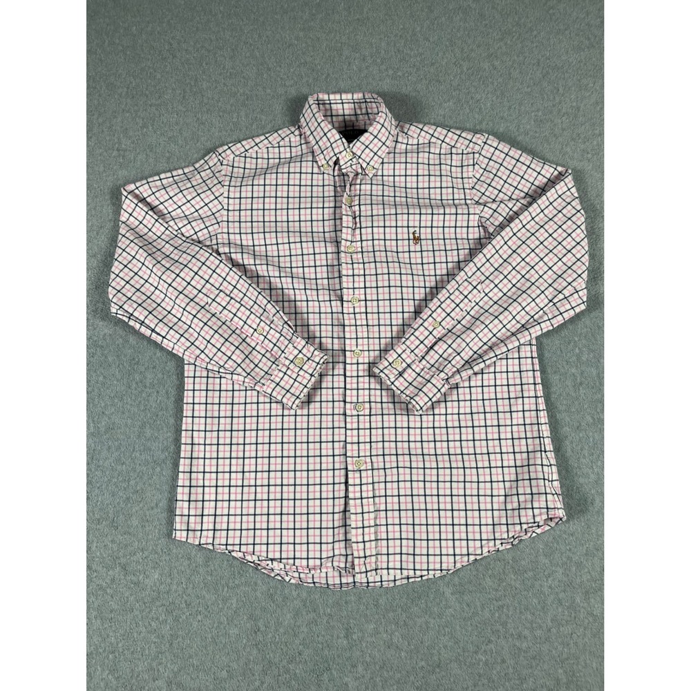 Polo Ralph Lauren Mens Classic Fit Pink Navy Tattersall Check LS Shirt Sz. M